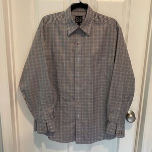 Jos. A. Bank brown and blue check traveler collection button-down, M